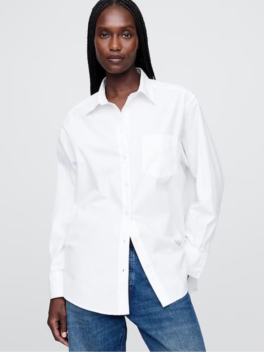 GAP Organic Cotton White Long-Sleeve Button Down Shirt